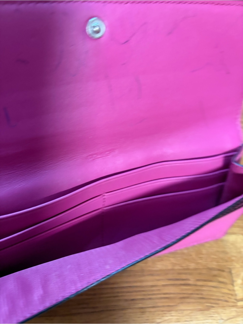 Coach Hot Pink Leather Foldover Long Wallet with Logo GUC - Picture 5 of 7